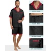 image:imagePrinStory Mens Pajamas Set Satin Silk Pajama For Men Sleepwear Shorts Summer 2 Piece Button Down Set SXXLBlack Red