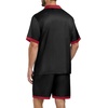 image:imagePrinStory Mens Pajamas Set Satin Silk Pajama For Men Sleepwear Shorts Summer 2 Piece Button Down Set SXXLBlack Red