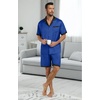 image:imagePrinStory Mens Pajamas Set Satin Silk Pajama For Men Sleepwear Shorts Summer 2 Piece Button Down Set SXXLBlue Black