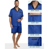 image:imagePrinStory Mens Pajamas Set Satin Silk Pajama For Men Sleepwear Shorts Summer 2 Piece Button Down Set SXXLBlue Black