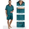 image:imagePrinStory Mens Pajamas Set Satin Silk Pajama For Men Sleepwear Shorts Summer 2 Piece Button Down Set SXXLBlue Green Black