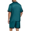 image:imagePrinStory Mens Pajamas Set Satin Silk Pajama For Men Sleepwear Shorts Summer 2 Piece Button Down Set SXXLBlue Green Black
