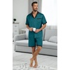 image:imagePrinStory Mens Pajamas Set Satin Silk Pajama For Men Sleepwear Shorts Summer 2 Piece Button Down Set SXXLBlue Green Black