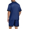 image:imagePrinStory Mens Pajamas Set Satin Silk Pajama For Men Sleepwear Shorts Summer 2 Piece Button Down Set SXXLNavy Blue Black