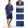 image:imagePrinStory Mens Pajamas Set Satin Silk Pajama For Men Sleepwear Shorts Summer 2 Piece Button Down Set SXXLNavy Blue Black