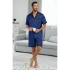image:imagePrinStory Mens Pajamas Set Satin Silk Pajama For Men Sleepwear Shorts Summer 2 Piece Button Down Set SXXLNavy Blue Black