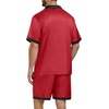 image:imagePrinStory Mens Pajamas Set Satin Silk Pajama For Men Sleepwear Shorts Summer 2 Piece Button Down Set SXXLRed Black