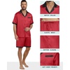 image:imagePrinStory Mens Pajamas Set Satin Silk Pajama For Men Sleepwear Shorts Summer 2 Piece Button Down Set SXXLRed Black