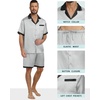 image:imagePrinStory Mens Pajamas Set Satin Silk Pajama For Men Sleepwear Shorts Summer 2 Piece Button Down Set SXXLSilver Gray Black