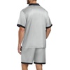 image:imagePrinStory Mens Pajamas Set Satin Silk Pajama For Men Sleepwear Shorts Summer 2 Piece Button Down Set SXXLSilver Gray Black