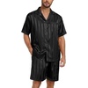 image:imagePrinStory Mens Pajamas Set Satin Silk Pajama For Men Sleepwear Shorts Summer 2 Piece Button Down Set SXXLTw Black