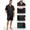 image:imagePrinStory Mens Pajamas Set Satin Silk Pajama For Men Sleepwear Shorts Summer 2 Piece Button Down Set SXXLTw Black