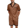 image:imagePrinStory Mens Pajamas Set Satin Silk Pajama For Men Sleepwear Shorts Summer 2 Piece Button Down Set SXXLTw Brown Black