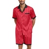 image:imagePrinStory Mens Pajamas Set Satin Silk Pajama For Men Sleepwear Shorts Summer 2 Piece Button Down Set SXXLTw Red Black