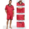 image:imagePrinStory Mens Pajamas Set Satin Silk Pajama For Men Sleepwear Shorts Summer 2 Piece Button Down Set SXXLTw Red Black