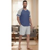 image:imagePrinStory Mens Pajamas Set Short Sleeve Lightweight and Soft Pajama Sets Summer Pjs Sets with PocketsGray Blue Light Gray