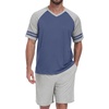 image:imagePrinStory Mens Pajamas Set Short Sleeve Lightweight and Soft Pajama Sets Summer Pjs Sets with PocketsGray Blue Light Gray