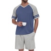 image:imagePrinStory Mens Pajamas Set Short Sleeve Lightweight and Soft Pajama Sets Summer Pjs Sets with PocketsGray Blue Light Gray