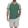 image:imagePrinStory Mens Pajamas Set Short Sleeve Lightweight and Soft Pajama Sets Summer Pjs Sets with PocketsGreen Light Gray