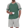 image:imagePrinStory Mens Pajamas Set Short Sleeve Lightweight and Soft Pajama Sets Summer Pjs Sets with PocketsGreen Light Gray