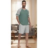 image:imagePrinStory Mens Pajamas Set Short Sleeve Lightweight and Soft Pajama Sets Summer Pjs Sets with PocketsHaze Blue Light Gray