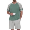 image:imagePrinStory Mens Pajamas Set Short Sleeve Lightweight and Soft Pajama Sets Summer Pjs Sets with PocketsHaze Blue Light Gray