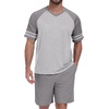 image:imagePrinStory Mens Pajamas Set Short Sleeve Lightweight and Soft Pajama Sets Summer Pjs Sets with PocketsLight Gray Dark Gray