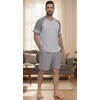 image:imagePrinStory Mens Pajamas Set Short Sleeve Lightweight and Soft Pajama Sets Summer Pjs Sets with PocketsLight Gray Dark Gray