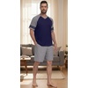 image:imagePrinStory Mens Pajamas Set Short Sleeve Lightweight and Soft Pajama Sets Summer Pjs Sets with PocketsNavy Blue Dark Gray