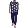 image:imagePrinStory Mens Pajamas Set Short Sleeve Pjs Sets 2 Piece Soft Pajama Henley Neckline Loungewear Sets with PocketsFpblue Ape Man
