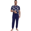 image:imagePrinStory Mens Pajamas Set Short Sleeve Pjs Sets 2 Piece Soft Pajama Henley Neckline Loungewear Sets with PocketsFpblue Ape Man