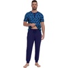 image:imagePrinStory Mens Pajamas Set Short Sleeve Pjs Sets 2 Piece Soft Pajama Henley Neckline Loungewear Sets with PocketsFpblue Cat