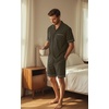 image:imagePrinStory Mens Pajamas Set Short Sleeve Sleepwear Pjs Lightweight TwoPieces Pajama Comfy Loungewear with Pockets S2XLArmy Green