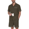 image:imagePrinStory Mens Pajamas Set Short Sleeve Sleepwear Pjs Lightweight TwoPieces Pajama Comfy Loungewear with Pockets S2XLArmy Green