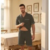 image:imagePrinStory Mens Pajamas Set Short Sleeve Sleepwear Pjs Lightweight TwoPieces Pajama Comfy Loungewear with Pockets S2XLArmy Green