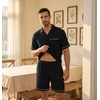 image:imagePrinStory Mens Pajamas Set Short Sleeve Sleepwear Pjs Lightweight TwoPieces Pajama Comfy Loungewear with Pockets S2XLBlack