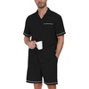 image:imagePrinStory Mens Pajamas Set Short Sleeve Sleepwear Pjs Lightweight TwoPieces Pajama Comfy Loungewear with Pockets S2XLBlack
