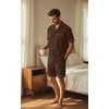 image:imagePrinStory Mens Pajamas Set Short Sleeve Sleepwear Pjs Lightweight TwoPieces Pajama Comfy Loungewear with Pockets S2XLDark Brown