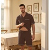 image:imagePrinStory Mens Pajamas Set Short Sleeve Sleepwear Pjs Lightweight TwoPieces Pajama Comfy Loungewear with Pockets S2XLDark Brown