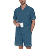 image:imagePrinStory Mens Pajamas Set Short Sleeve Sleepwear Pjs Lightweight TwoPieces Pajama Comfy Loungewear with Pockets S2XLDark Cyan