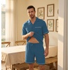 image:imagePrinStory Mens Pajamas Set Short Sleeve Sleepwear Pjs Lightweight TwoPieces Pajama Comfy Loungewear with Pockets S2XLDark Cyan