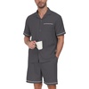 image:imagePrinStory Mens Pajamas Set Short Sleeve Sleepwear Pjs Lightweight TwoPieces Pajama Comfy Loungewear with Pockets S2XLDark Gray