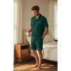 image:imagePrinStory Mens Pajamas Set Short Sleeve Sleepwear Pjs Lightweight TwoPieces Pajama Comfy Loungewear with Pockets S2XLDark Green