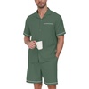 image:imagePrinStory Mens Pajamas Set Short Sleeve Sleepwear Pjs Lightweight TwoPieces Pajama Comfy Loungewear with Pockets S2XLGreen