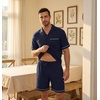 image:imagePrinStory Mens Pajamas Set Short Sleeve Sleepwear Pjs Lightweight TwoPieces Pajama Comfy Loungewear with Pockets S2XLNavy Blue