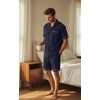 image:imagePrinStory Mens Pajamas Set Short Sleeve Sleepwear Pjs Lightweight TwoPieces Pajama Comfy Loungewear with Pockets S2XLNavy Blue