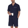 image:imagePrinStory Mens Pajamas Set Short Sleeve Sleepwear Pjs Lightweight TwoPieces Pajama Comfy Loungewear with Pockets S2XLNavy Blue