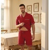 image:imagePrinStory Mens Pajamas Set Short Sleeve Sleepwear Pjs Lightweight TwoPieces Pajama Comfy Loungewear with Pockets S2XLRed