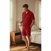 image:imagePrinStory Mens Pajamas Set Short Sleeve Sleepwear Pjs Lightweight TwoPieces Pajama Comfy Loungewear with Pockets S2XLRed