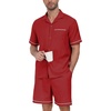 image:imagePrinStory Mens Pajamas Set Short Sleeve Sleepwear Pjs Lightweight TwoPieces Pajama Comfy Loungewear with Pockets S2XLRed